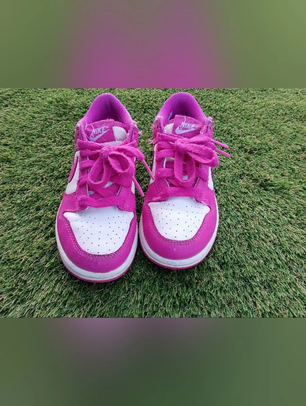 Nike Kids Hot Pink and White Low Top Sneakers - Picture 3 of 3